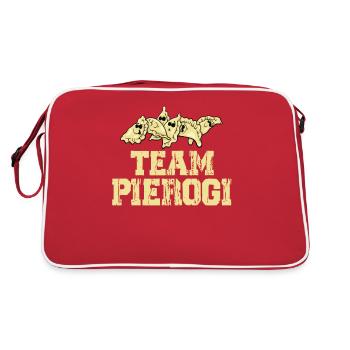 Team Pierogi Polnisches Essen Kielbasa Pierogies - Retro Tasche - Rot/Weiß - Hinten