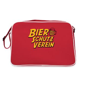 Bier Schutz Verein Geschenk Lustig Bier - Retro Tasche - Rot/Weiß - Hinten