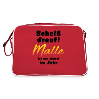 Scheiß drauf Malle ist nur einmal im Jahr - Retro Tasche - Rot/Weiß - Hinten