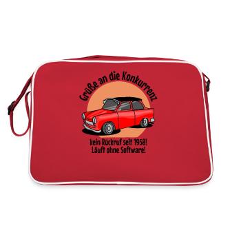 DDR Auto genannt als Pappe Ostalgie Ostdeutschland - Retro Tasche - Rot/Weiß - Hinten