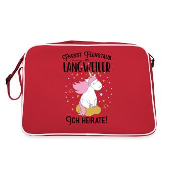 Fresst Feenstaub Ihr Langweiler Ich heirate einhor - Retro Tasche - Rot/Weiß - Hinten