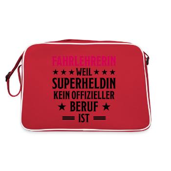 Fahrlehrerin Fahrschullehrerin Fun Spruch Geschenk - Retro Tasche - Rot/Weiß - Hinten