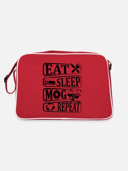Eat, Sleep, Mog, Repeat, - Unimog - Oldtimer - Retro Bag - red/white - Back
