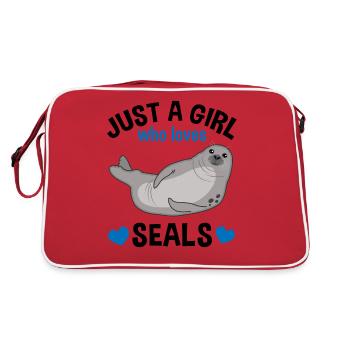 Robbe Seehund Seelöwe Tierliebhaber Damen Mädchen - Retro Tasche - Rot/Weiß - Hinten