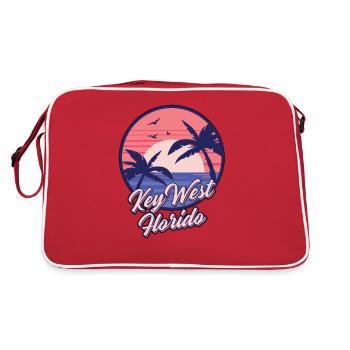 Key West Florida Sunset Beach Sommer Seawaves - Retro Tasche - Rot/Weiß - Hinten