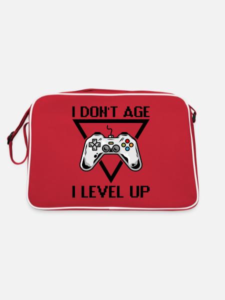 I don't age I level up Zocken Gamer Nerd Geschenk - Retro Tasche - Rot/Weiß