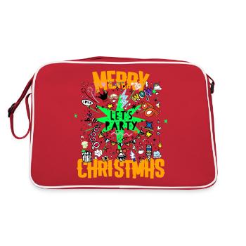 Weihnachten Weihnachten Weihnachten Weihnachten Weihnachten - Retro Tasche - Rot/Weiß - Hinten