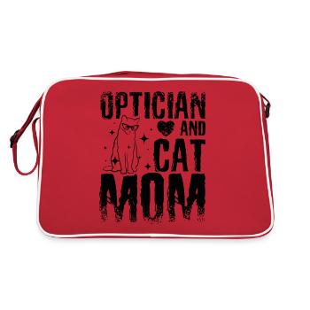Optician and cat mom - Retro Bag - red/white - Back