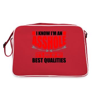I Am An Asshole, It Is One Of My - Retro Bag - red/white - Back