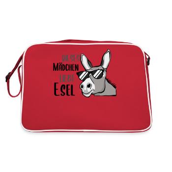 Esel Sonnenbrille Spruch Damen Mädchen Geschenk - Retro Tasche - Rot/Weiß - Hinten