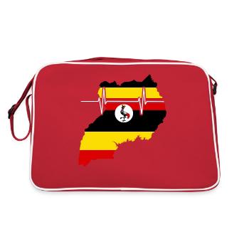 Uganda Heartbeat Flag Vintage Uganda - Retro Bag - red/white - Back