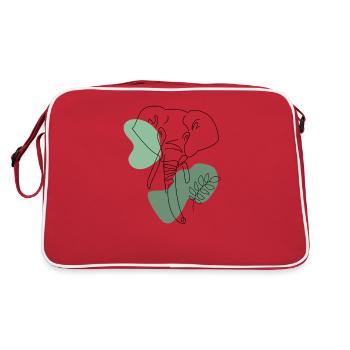 Elephant One Line Art Abstract Art Gift - Retro Bag - red/white - Back
