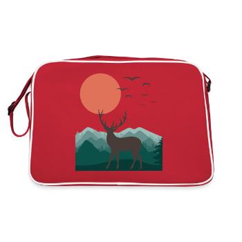 Mountains Landscape Nature Deer Deer Moose Gift - Retro Bag - red/white - Back