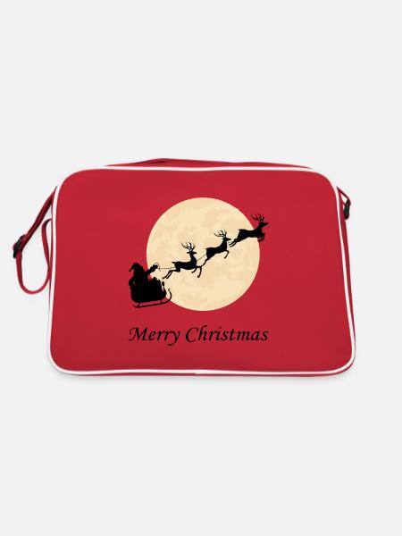 Reindeer sleigh, Christmas, Reindeer - Retro Bag - red/white - Back