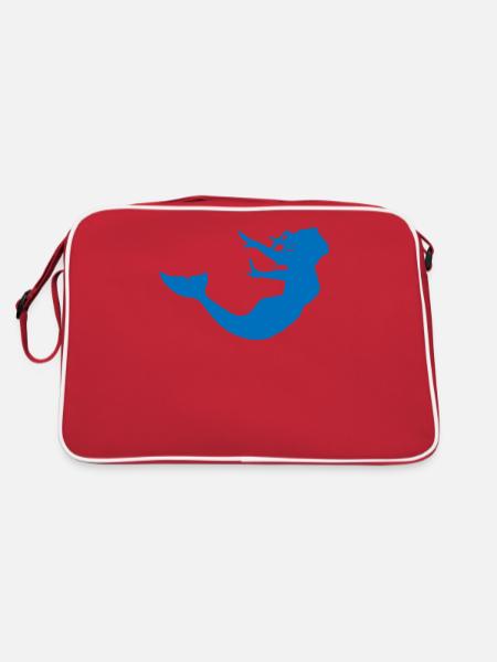 Mermaid Ladies Girl Gift Mermaid - Retro Bag - red/white - Back