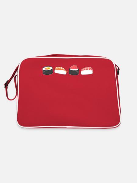 Sushi Maki Nigiri Japon Plat de poisson Cadeau - Sac Retro - rouge/blanc - Dos