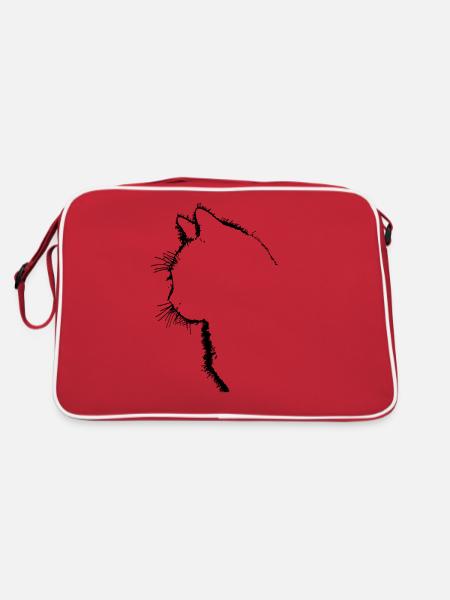 Cat profile for Cat and Feline Lovers - Retro Bag - red/white - Back