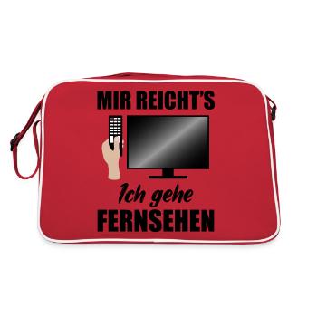 Fernsehen Fernseher TV Kino Filme Spruch Geschenk - Retro Tasche - Rot/Weiß - Hinten