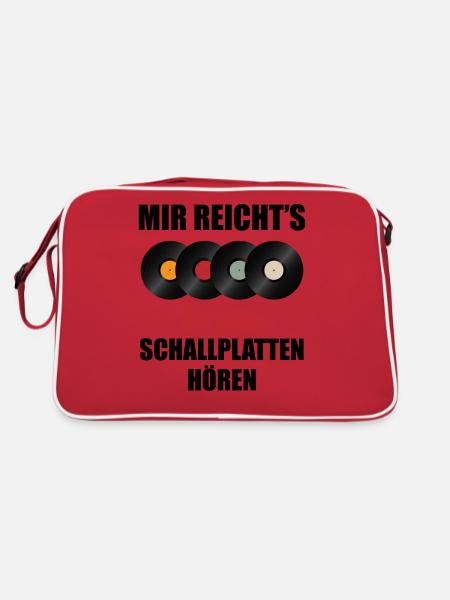 Schallplatte Vinyl Plattenspieler DJ Geschenk - Retro Tasche - Rot/Weiß