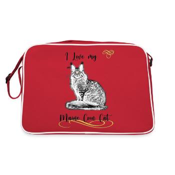 Maine Coon Cat, I Love my Maine Coon - Retro Bag - red/white - Back