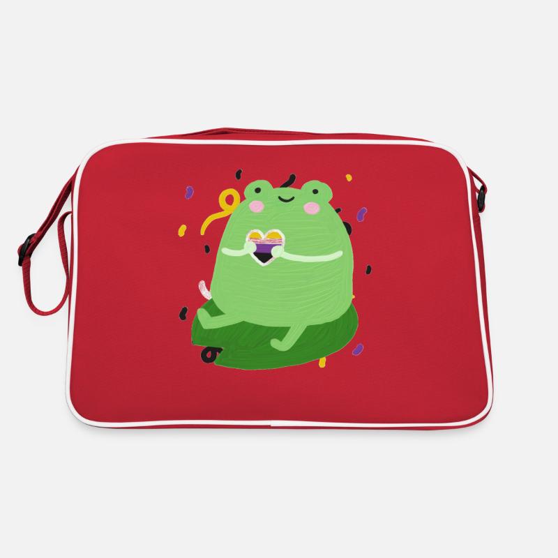 Sweet frog with non-binary pride flag colors Retro Bag