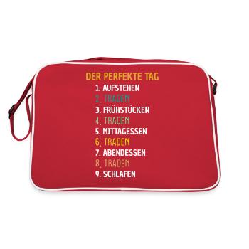 Traden Trader Crypto Aktien Geschenk - Retro Tasche - Rot/Weiß - Hinten