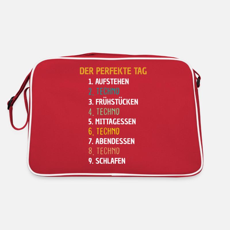 Techno Raver Festival Geschenk - Retro Tasche - Rot/Weiß