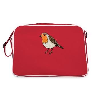 Rotkehlchen Vogel des Jahres Rotkehlchen - Retro Tasche - Rot/Weiß - Hinten