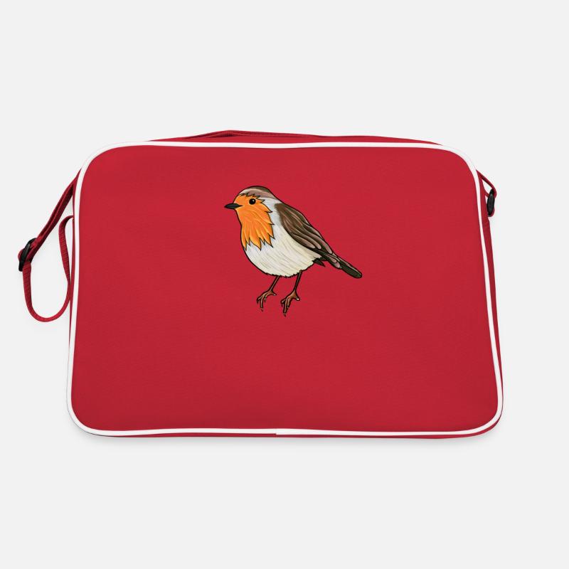 Rotkehlchen Vogel des Jahres Rotkehlchen - Retro Tasche - Rot/Weiß