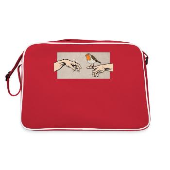 Rotkehlchen Vogel des Jahres Rotkehlchen - Retro Tasche - Rot/Weiß - Hinten