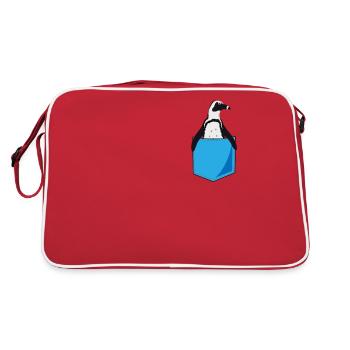 Pinguin Brusttasche Print Seevogel Geschenk - Retro Tasche - Rot/Weiß - Hinten