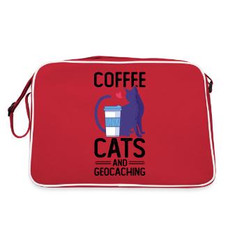 Coffee Cats And Geocaching Cache Hunting Hiking - Retro Bag - red/white - Back