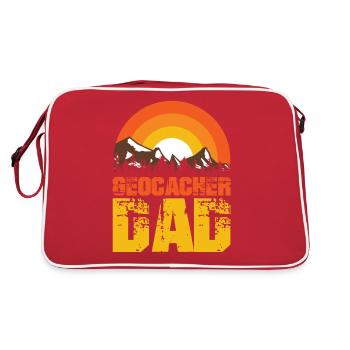 Geocaching-cache-jagd, The Funny Geocacher - Retro Bag - red/white - Back