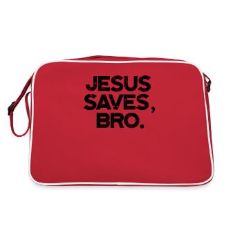 Jesus rettet, Bro - Christkatholischer Jesus - Retro Tasche - Rot/Weiß - Hinten