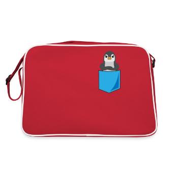 Böser Pinguin Brusttasche Print Seevogel Geschenk - Retro Tasche - Rot/Weiß - Hinten