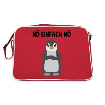 Pinguin Nö Einfach Nö Lustiger Spruch Geschenk - Retro Tasche - Rot/Weiß - Hinten