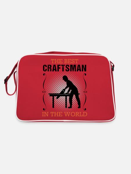 Handwerker Handwerk Beruf Ausbildung Geschenk - Retro Tasche - Rot/Weiß - Hinten