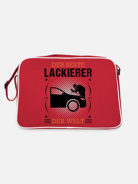 Fahrzeuglackierer Beruf Lackierer Geschenk - Retro Tasche - Rot/Weiß - Hinten