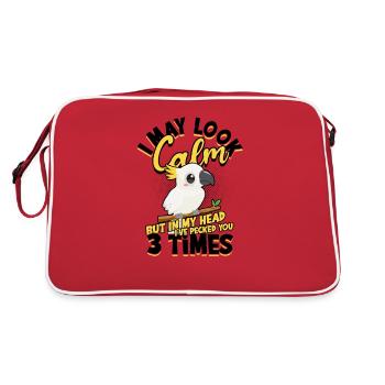 Ich mag ruhig aussehen, aber in meinem Kopf habe ich dich gebissen - - Retro Tasche - Rot/Weiß - Hinten
