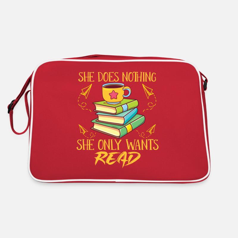 Buch-mädchen-bücherwurm-lesebuch-leser Retro Tasche