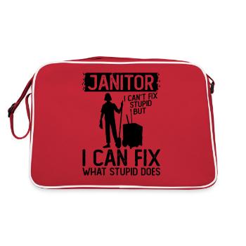 Hausmeister Kann Reparieren, Was Dumme Reinigung - Retro Tasche - Rot/Weiß - Hinten