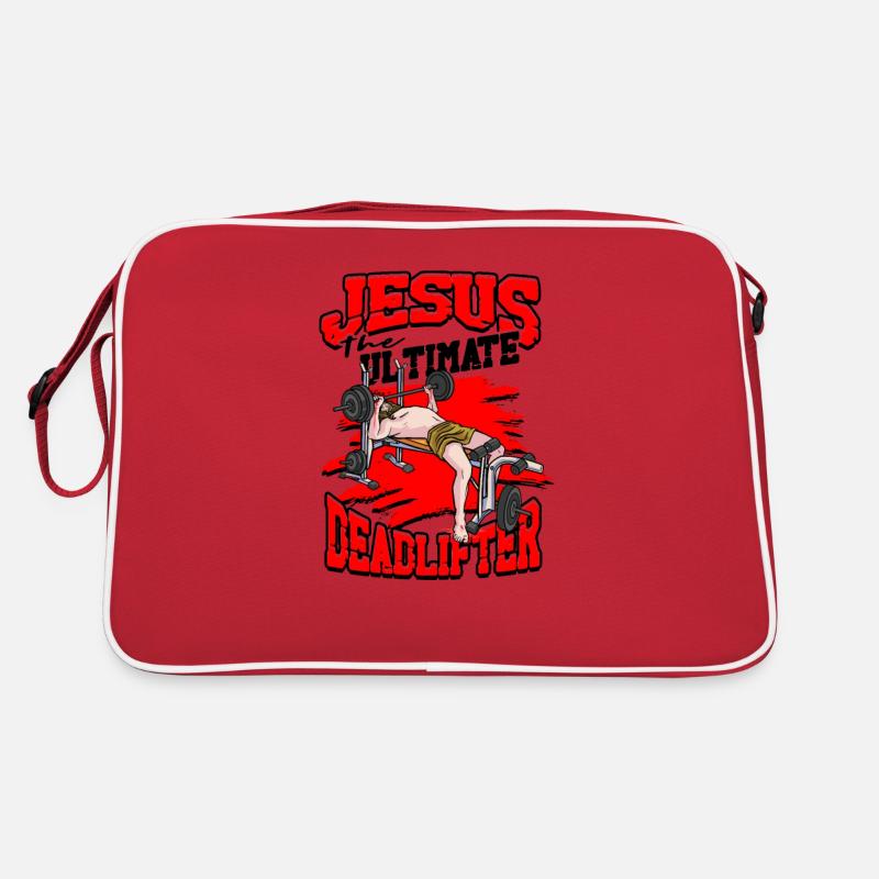 Jesus the ultimate deadlifter - Msucleman - Retro Bag - red/white