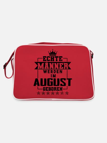 Echte Helden werden im August geboren - Retro Tasche - Rot/Weiß - Hinten