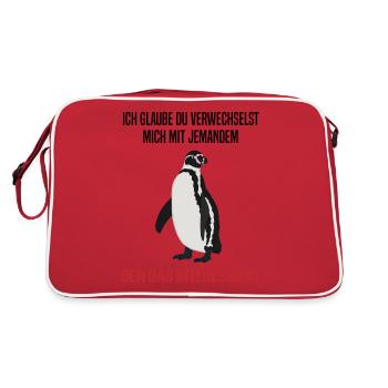 Pinguin Sarkastischer Spruch Lustiges Geschenk - Retro Tasche - Rot/Weiß - Hinten