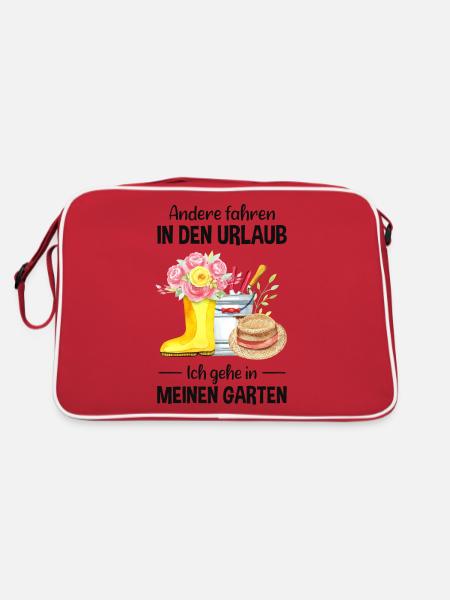Garten Urlaub Lustiger Spruch Gärtner Geschenkidee - Retro Tasche - Rot/Weiß - Hinten