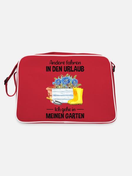 Garten Urlaub Lustiger Spruch Gärtner Geschenkidee - Retro Tasche - Rot/Weiß - Hinten