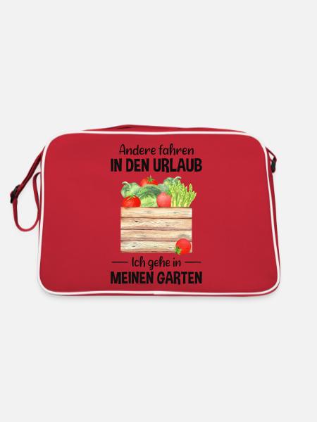 Garten Urlaub Lustiger Spruch Gärtner Geschenkidee - Retro Tasche - Rot/Weiß - Hinten