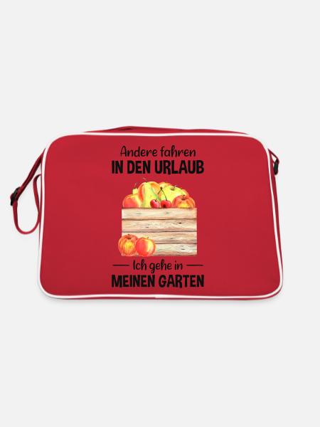 Garten Urlaub Lustiger Spruch Gärtner Geschenkidee - Retro Tasche - Rot/Weiß - Hinten