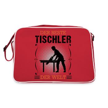Tischler Beruf Schreiner Handwerker Geschenk - Retro Tasche - Rot/Weiß - Hinten