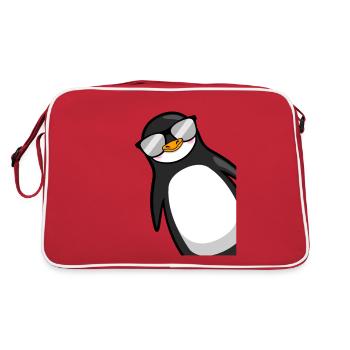 Lustiger Pinguin Mit Sonnenbrille Cooles Geschenk - Retro Tasche - Rot/Weiß - Hinten